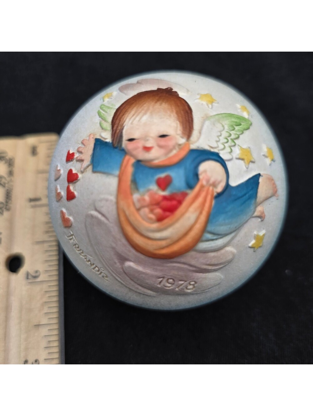 Vintage 1978 ANRI Ferrandiz Angel with Hearts Christmas Ornament Hand Crafted